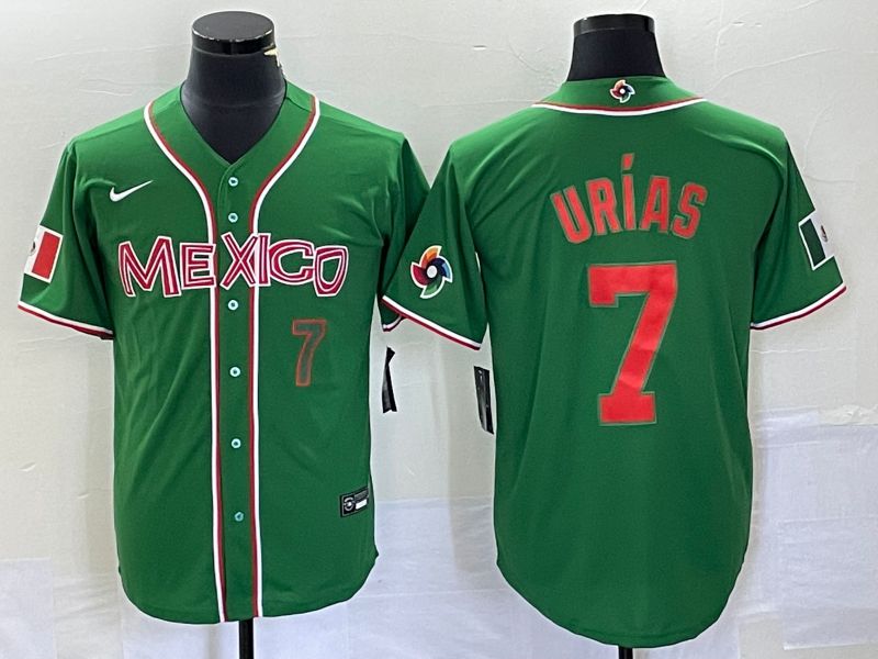 Men 2023 World Cub Mexico 7 Urias Green orange Nike MLB Jersey5